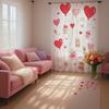 1PC Valentine's Sheer Curtain - Heart Balloon Bear Pattern Pole Window Curtain for Bedroom Romantic Decor