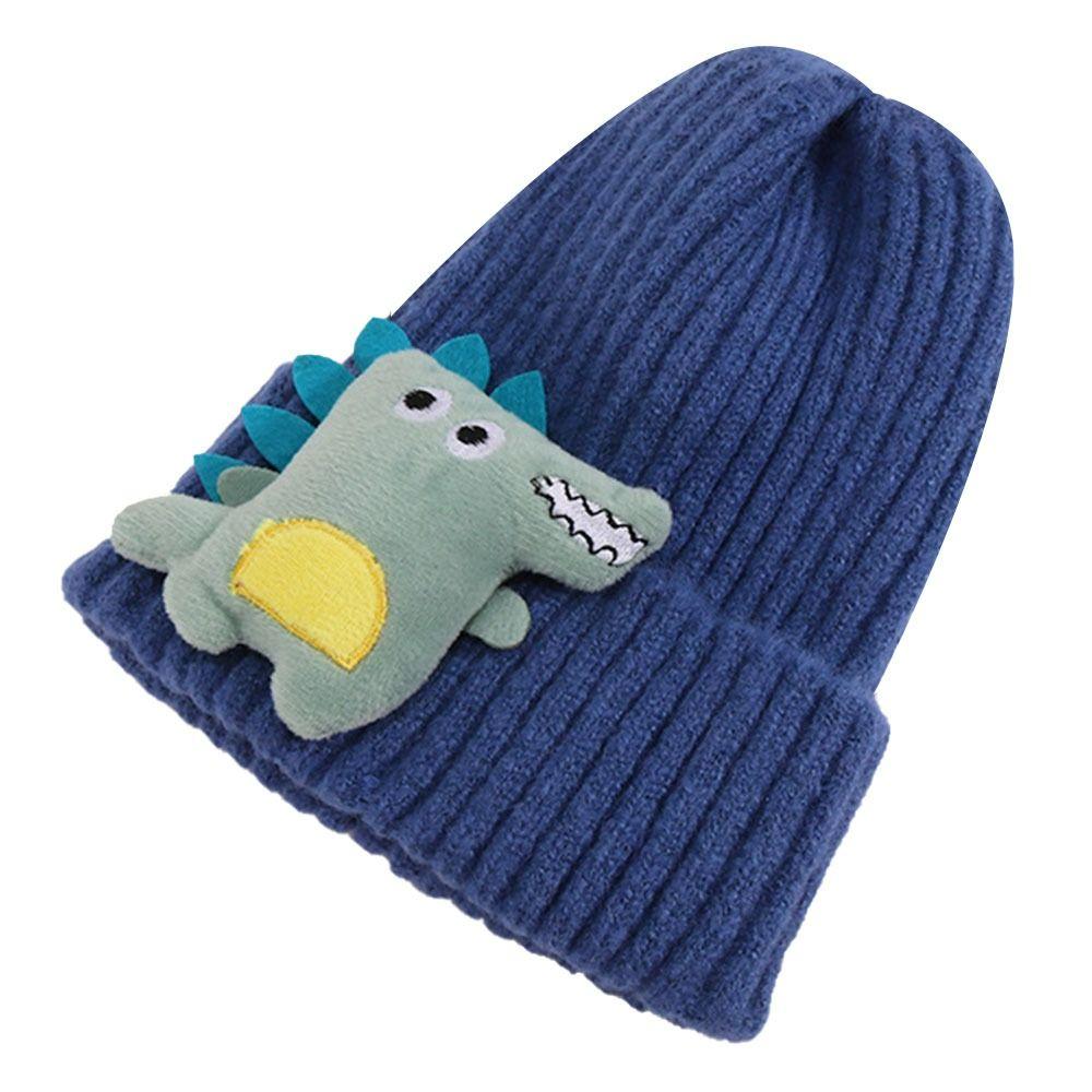 Winter Cute Kids Hats Handmade Thick Warm Soft Beanie Ear Warmer Knitted Cap Dinosaur Shape