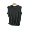 Silk and Paper Yarn Sleeveless Crew Neck Pullover Knitted Vest Women's Summer Light and Comfortable Bottoming Shirt