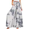 Damen Sommerhose mit weitem Bein, hoher Taille, fließende Taschen, modisch, lässig, lässig, Bohemian-Stil, bedruckt, Strandhose