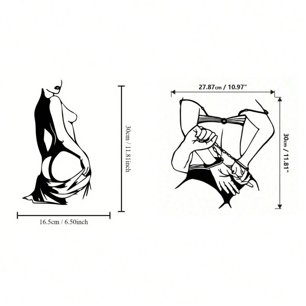 Black Modern Female Silhouette Metal Wall Art Wrought Iron Line Bedroom Decor Unique Gift