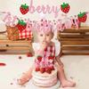 Berry First Birthday Decorations Banner Glitter Strawberry Happy 1st Banner Berry Birthday Cake Topper for Strawberry Theme Baby Shower y Party