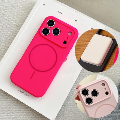 For Magsafe Magnetic Wireless Charging Luxury Solid Color Silicone Lens Protection Phone Case For iPhone17 Air 16 15 Pro Max