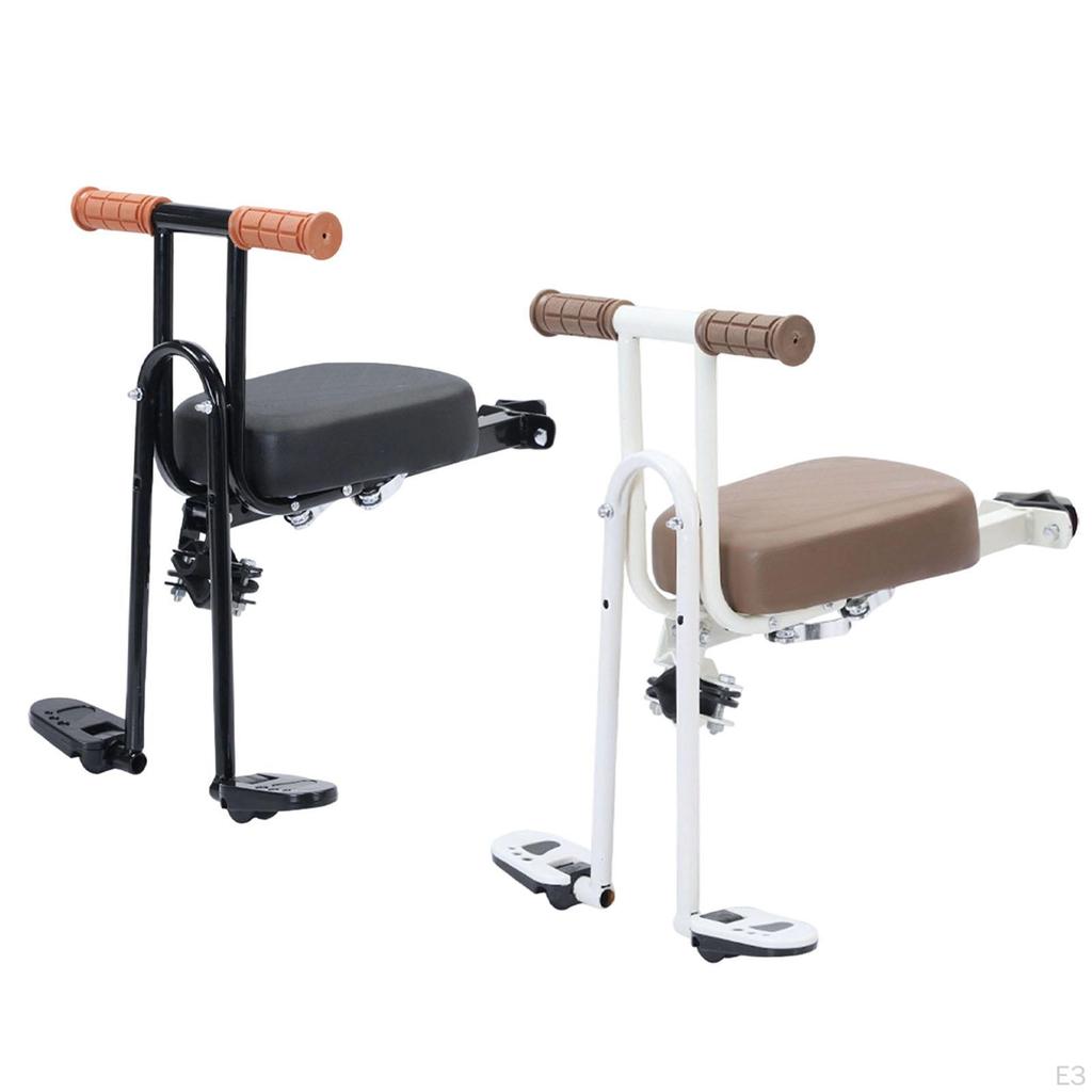 Kids Bicycle Front Seat Cycling with Foldable Pedals for Mountain Bikes Black