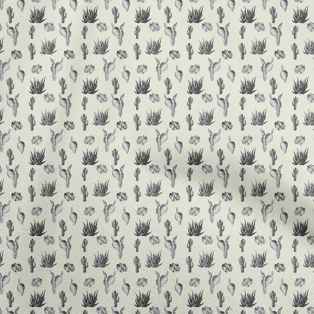 oneOone Cotton Flex Gray Fabric Cactus Dress Material Fabric Print Fabric By The Yard 40 Inch