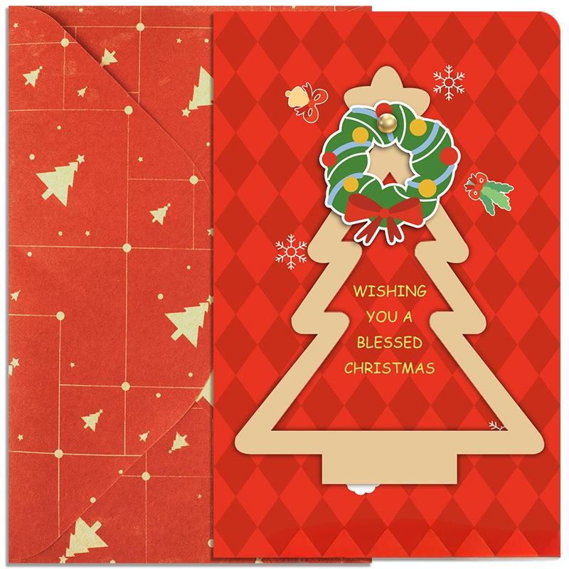 Cartoon Christmas Greeting Card Set Santa Claus Snowman Blessing Postcard for New Year Holiday Party Decoration