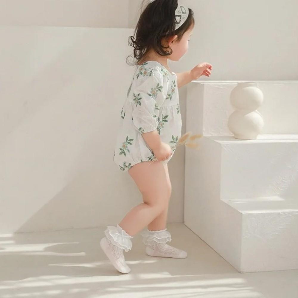 Dünne Netz-Babysocken Prinzessin Spitze Neugeborenen Kniestrümpfe Leichte Baumwollsocken Kinder