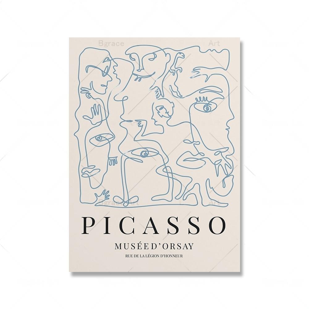 Sky Blue Bauhaus Line Matisse Picasso Wall Art Canvas Painting Nordic Posters And Prints Wall Pictures For Living Room Decor