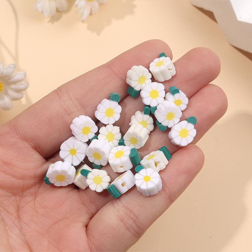 20/50/100pcs Soft Ceramic Material Daisy Mud Bead Polymer Flower Mud Bead Pendant Flower DIY Summer Beach Foot Chain Bracelet Earrings