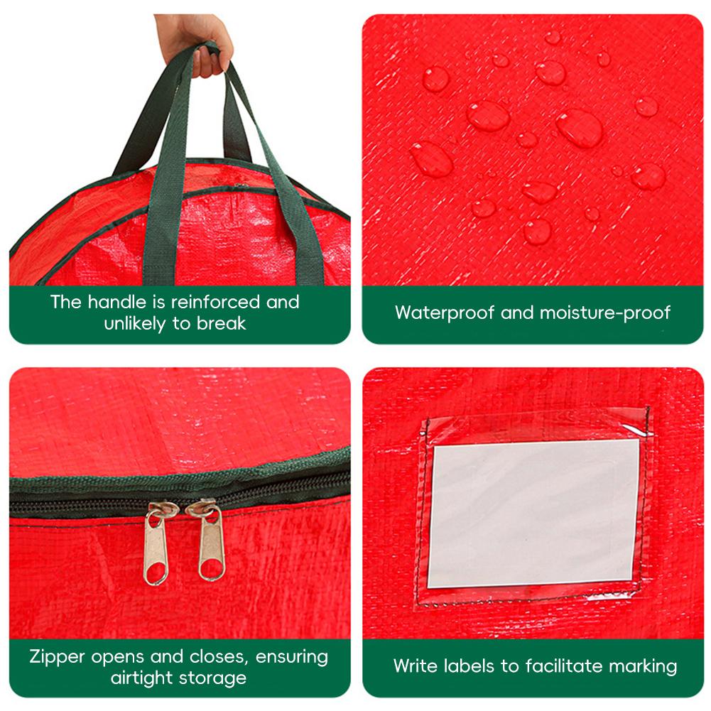 Aufbewahrungstasche mit großem Fassungsvermögen für Weihnachtsbaum/Dekoration/Kranz, runder Reißverschluss, staubdicht, wasserabweisend, Organizer