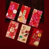 6pcs/set Paper Red Pocket Chinese Style HongBao 2024 Money Pocket Blessing Bag  Celebration Party