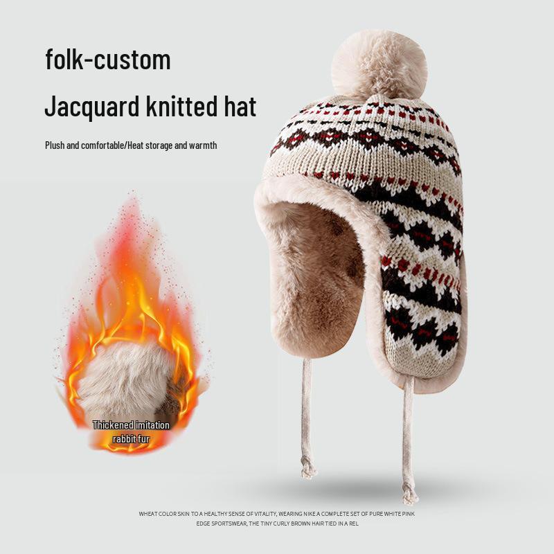 Japanese Faux Rabbit Fur Lei Feng Hat: Warm, Fleece-Lined, Ear-Protecting Winter Hat for Cycling & Skiing