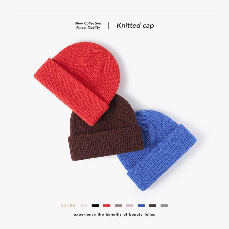 Autumn and winter wool hat men's warm knitted cold hat light board brimless big head circumference men's melon fur hat fashion adult