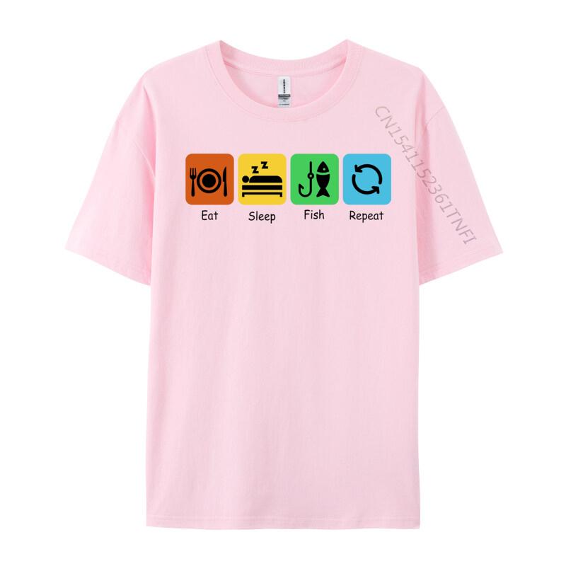 Eat Sleep Fish Repeat T-shirt Print Combed cotton Comics Tops Shirts Slim Fit  T Shirts Luxury Clothing
