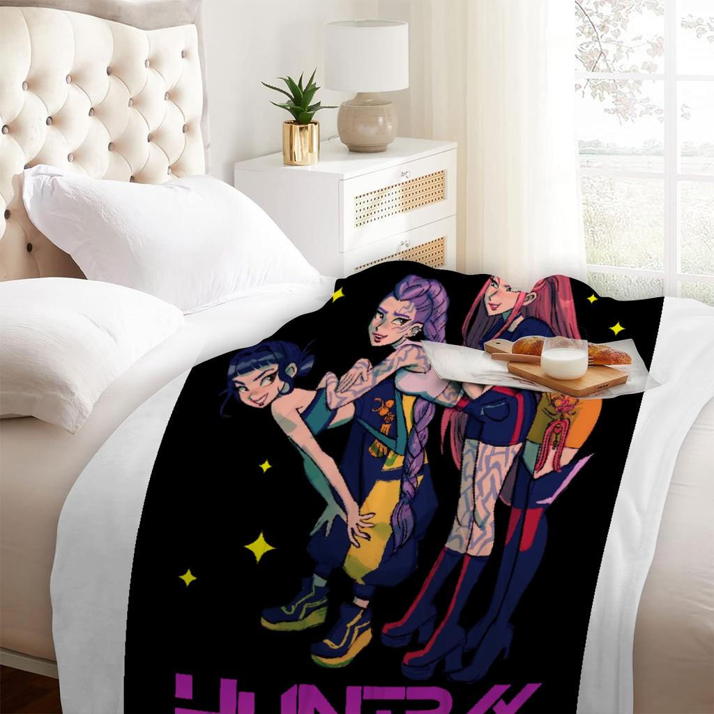 K pop Demon Hunters Blankets Warm Flannel Throw Blanket Winter Girls Boys Living Room Couch Chair Sofa Bed Funny Home Decor