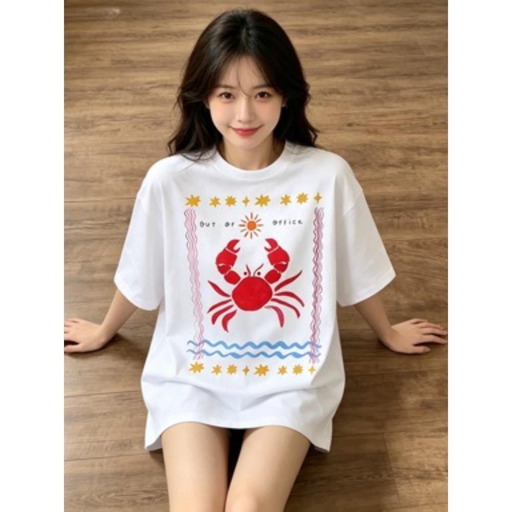 Out of Office Crab Graphic TShirt Summer Beach Ocean Print Casual Tee White Short Sleeve Crew Neck Top for Unisex Unisex Wear