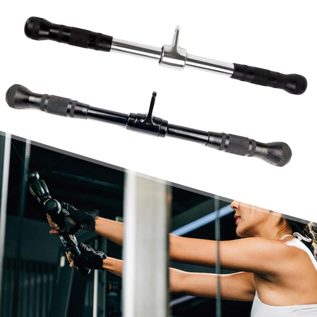 LAT Bar Non Slip Straight for Cable Pulley System Machine Squat Rack Gym Silver and Black