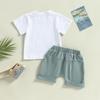 Sommerkleidung für Kleinkinder, Jungen, niedlicher Briefdruck, kurzärmeliges T-Shirt, Tops und Shorts mit Kordelzug, Spielkleidung, Outfits