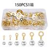 LeTradeJP 150pcs Round Terminal Set Connector Kit Brass Crimp Cable Terminals M3 M4 M5