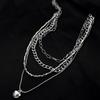 Hip Hop Heart Lock Choker Necklace Set for Women – Trendy Niche Design, 4-Piece Collection