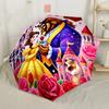 Stained Glass Beauty And The Beast Portable Automatic Umbrella Compact & Durable 8-Rib Design Compact Design Travel Essential Elegant Women's Umbrella