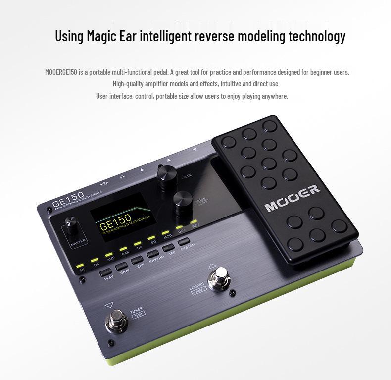 MOOER GE150 Guitar Multi-Effects Pedal with 9 Effect Types & Amp Simulation