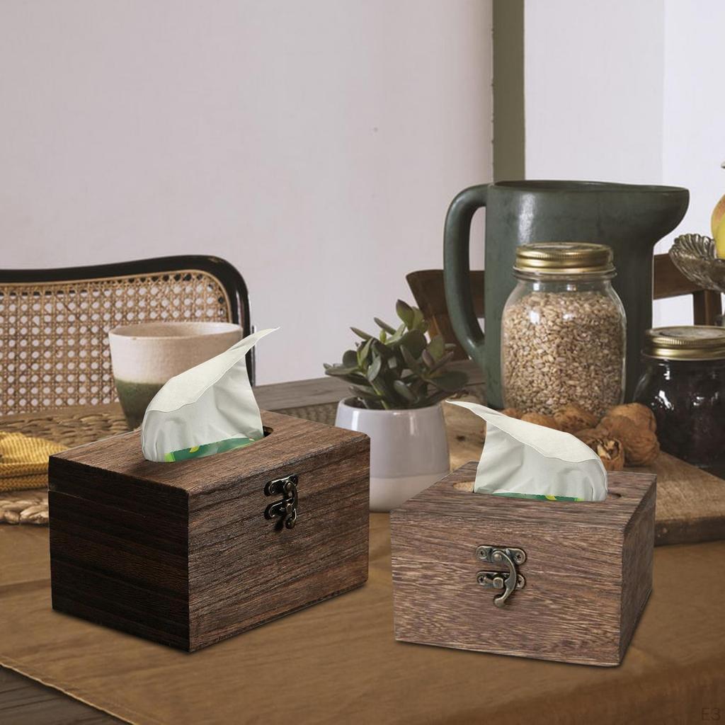Elegancki drewniany uchwyt na chusteczki do domu i biura