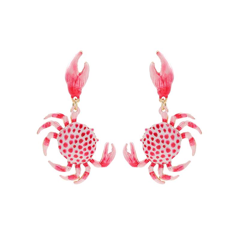 Crab Earrings Women Ocean Beach Vacation Accessory Simple Textured Enamel Crab Jewelry Party Gifts Animal Earrings