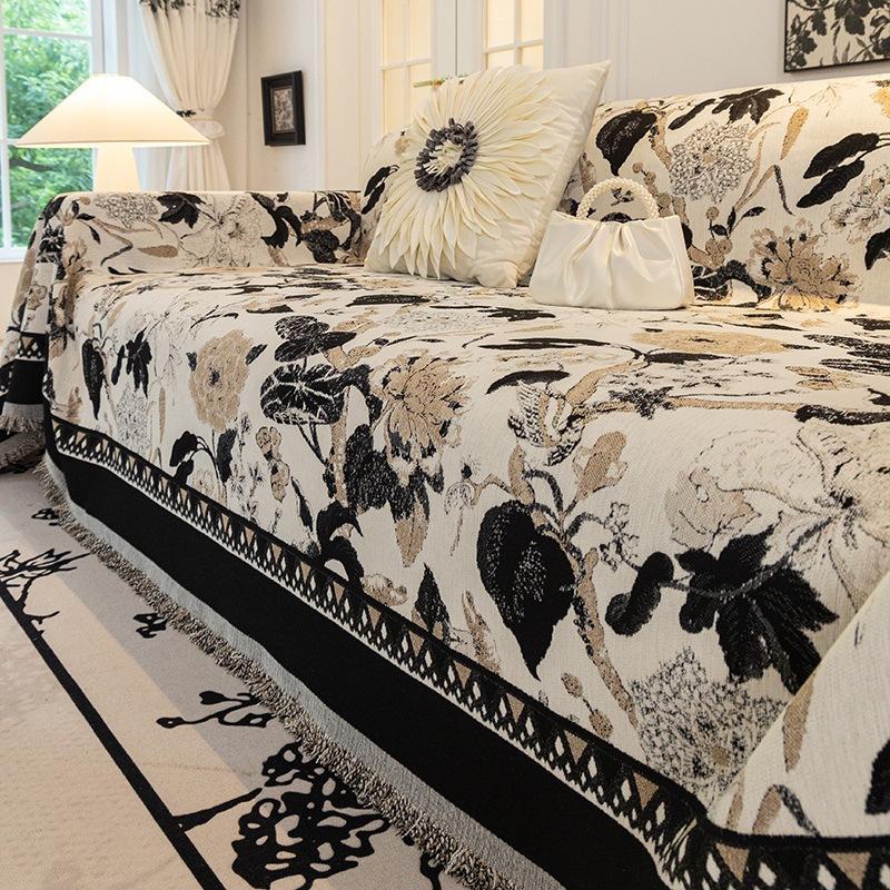 Sofatuch im amerikanischen klassischen Stil für alle Jahreszeiten, doppelseitiges Chenille-Sofakissen, hochwertiger Sofabezug und Decke