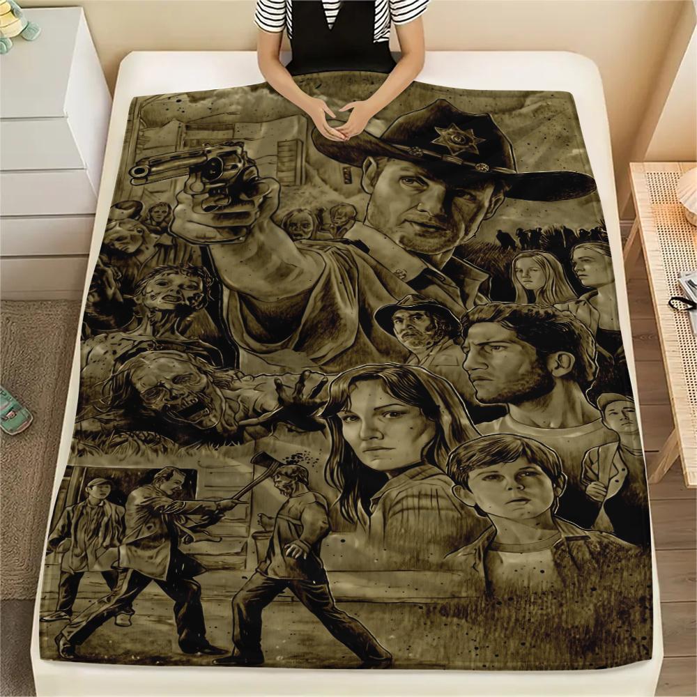 The Walking Dead, mönster Flanellduk, Hög kvalitet Bekväm för Alla Årstider, Heminredning, Värme och Komfort, Perfekt för Gåvor.