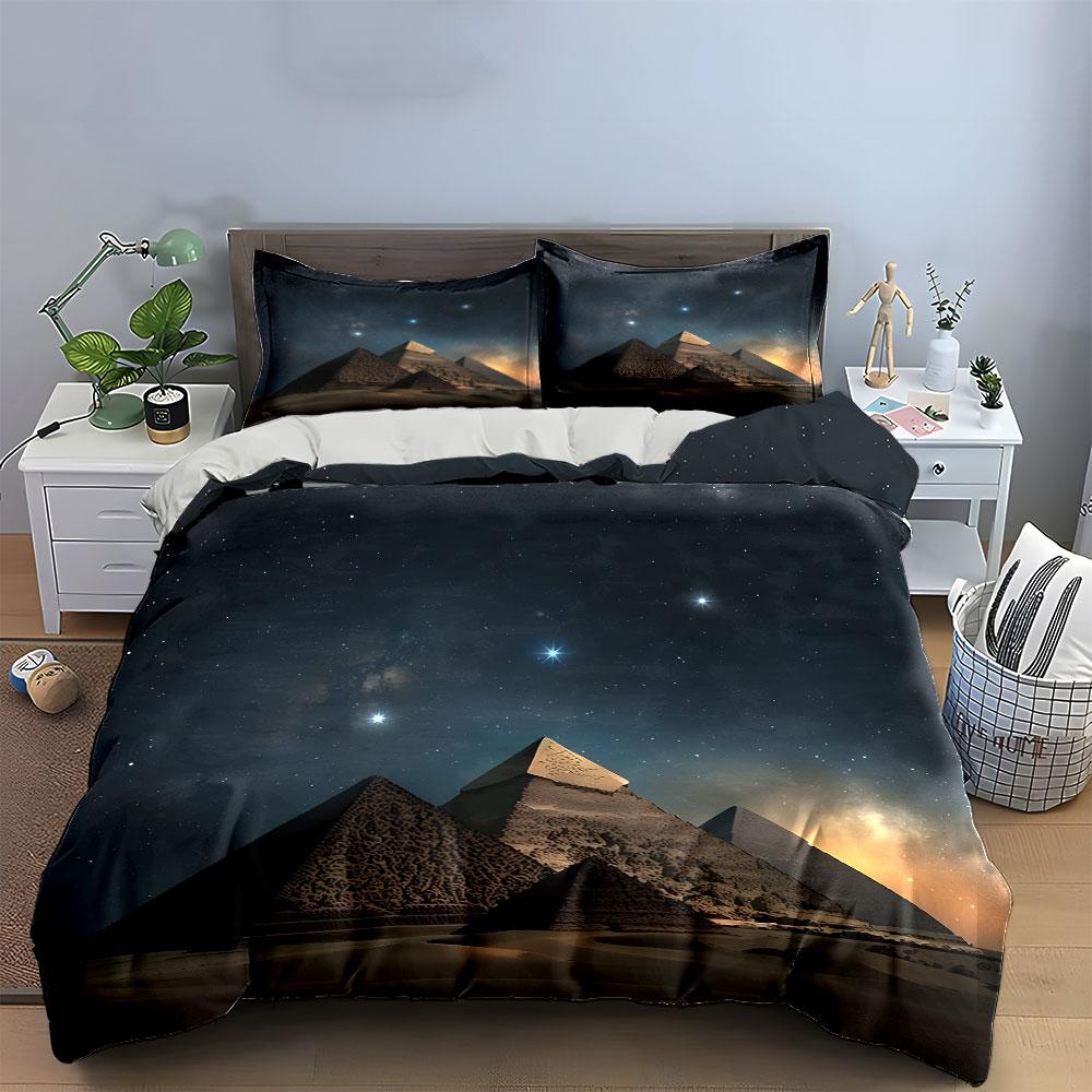 Pyramid Starry Night Decor Set Soft Comfortable Duvet Cover Bedding Set Included 1*Duvet Cover & 2*Pillowcases, Gift