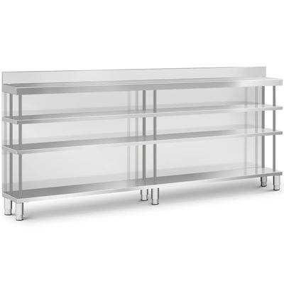 Work Table Bar Top Gastronomic Stainless Steel 4 Shelves with Edge 250 X 30 X 105 Cm