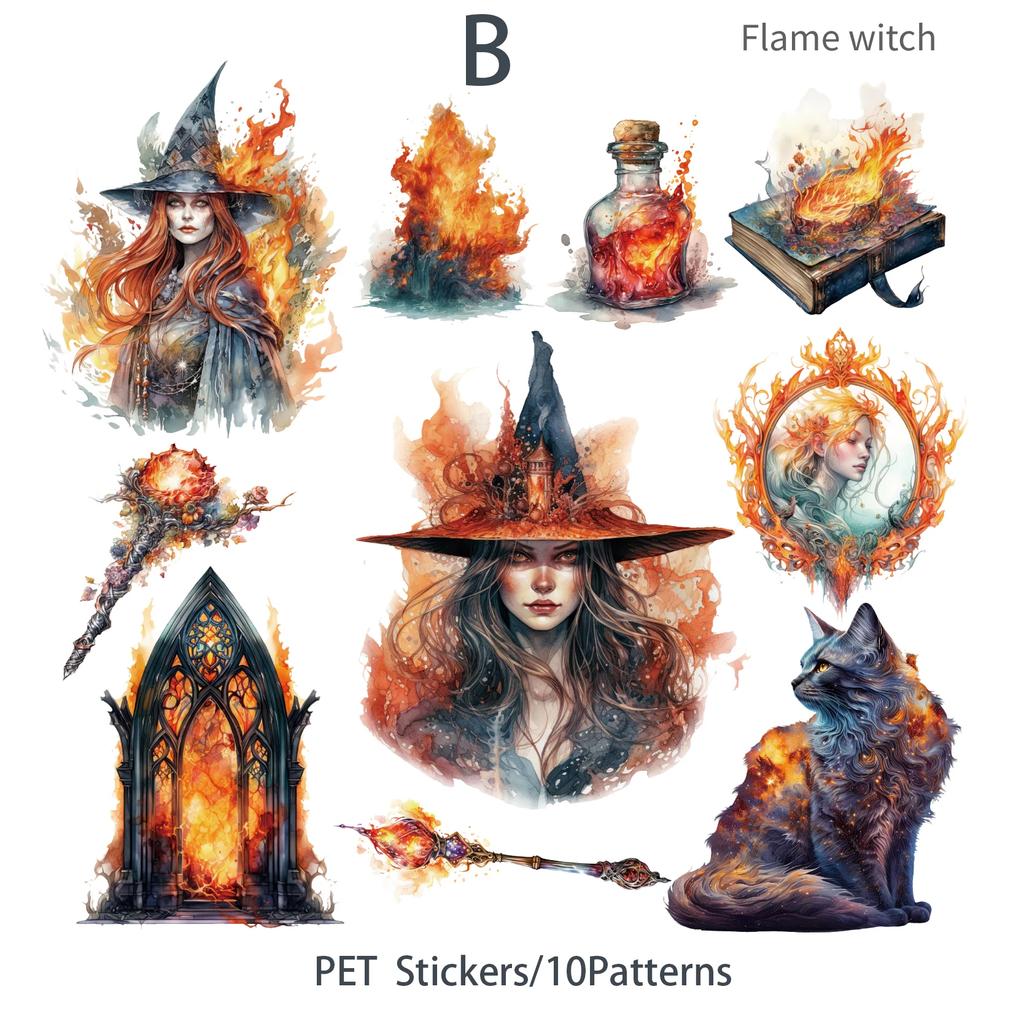 20pcs/pack Dark Witch PET Stickers Collage Vintage Scrapbooking Materials Decor Junk Journal DIY Sticker Stationery