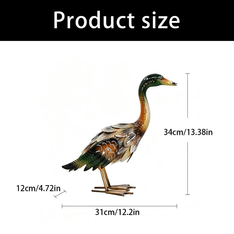 Realistic Duck Sculpture with Textured Plumage, Hand-Welded Metal Construction, Powder , and Hand-Colored Accents Across the Form