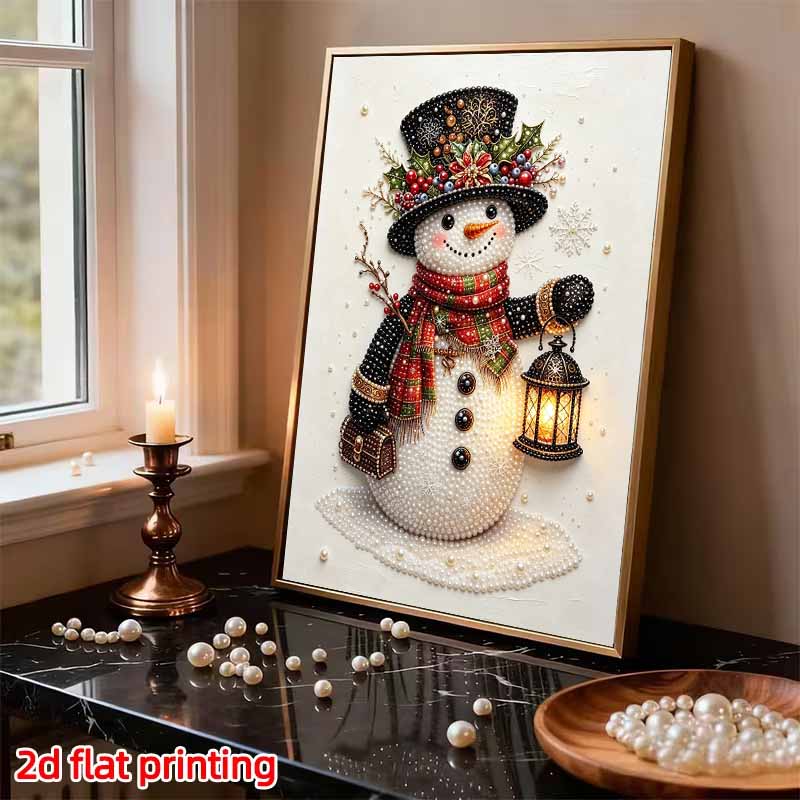 Frameless Pearl Painting Kit Festive Snowman Aesthetic Wall Art DIY Sparkling Bead Canvas Room Decor Creative Craft Gift