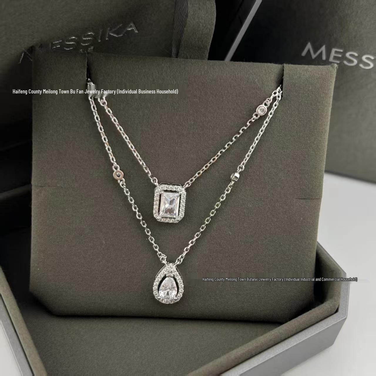 Роскошное двухслойное бриллиантовое колье-капля для женщин - Модная цепочка на ключицу