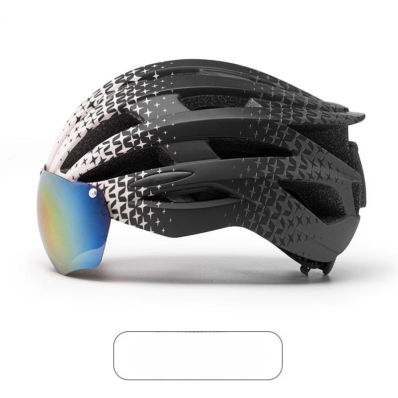 Bicycle Helmet Integrated Molding Magnetic Swing Lens Helmet with Taillight Mountain Bike Riding Helmet