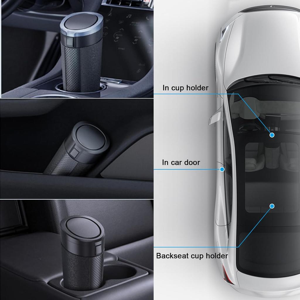 Car Trash Can With Lid, 2 Packs Leakproof Vehicle Garbage Bin, Compact Cup Holder Design, Includes 40 Trash Bags, Ideal For Car, Truck, Home, Office,