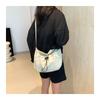 Casual Drawstring Canvas Shoulder Bag for Women Large Capacity Bucket Crossbody Purse Trendy Daily Handbag CLE