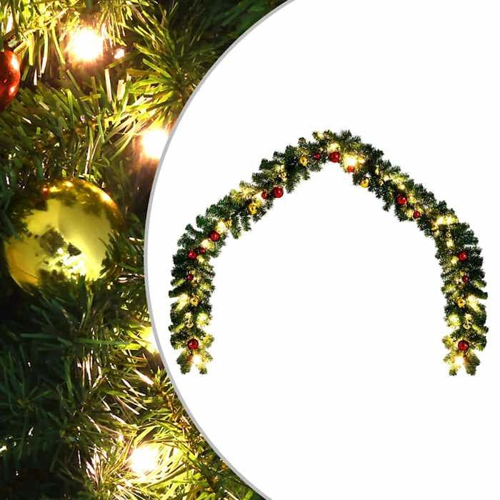 VidaXL Guirlande de Noël décorée avec boules et lumières LED 10 m 246407