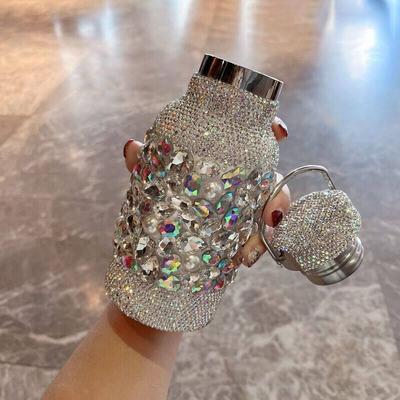 Internet Celebrity Large Capacity Vacuum Cup TikTok Goddess Style Hua Diamond 304 Satchel Portable Water Cup Trendy Car Traveling