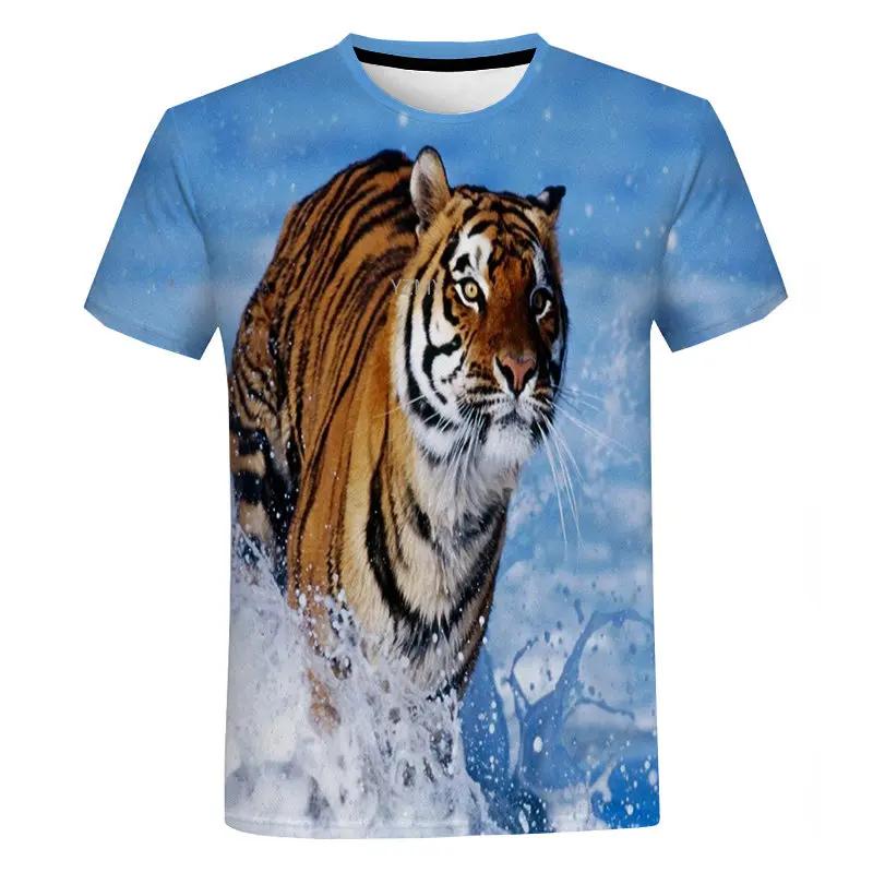 Tigerstreifen T-Shirt Tier 3D-Druck T-Shirt Rundhals Kurzarm Lustiges Bild Outdoor Freizeitkleidung Für Männer T-Shirts