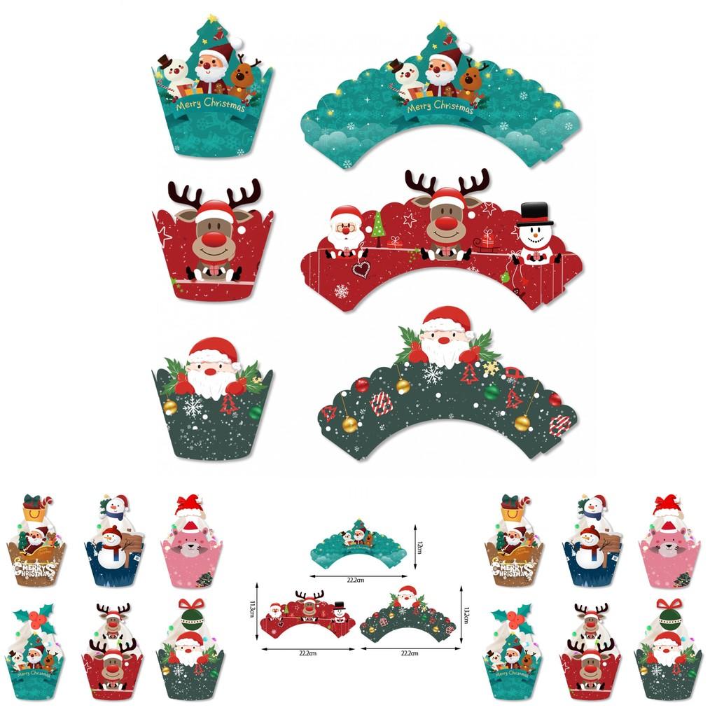 Christmas Cake Decor Paper Flag Set With Insert Cards For Holiday Celebration