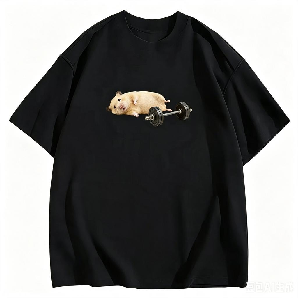 2026 Cotton Fabric Funny Hamster Weightlifting Meme Tshirt Gym Humor Graphic Tees Summer Short Sleeve Casual Str
