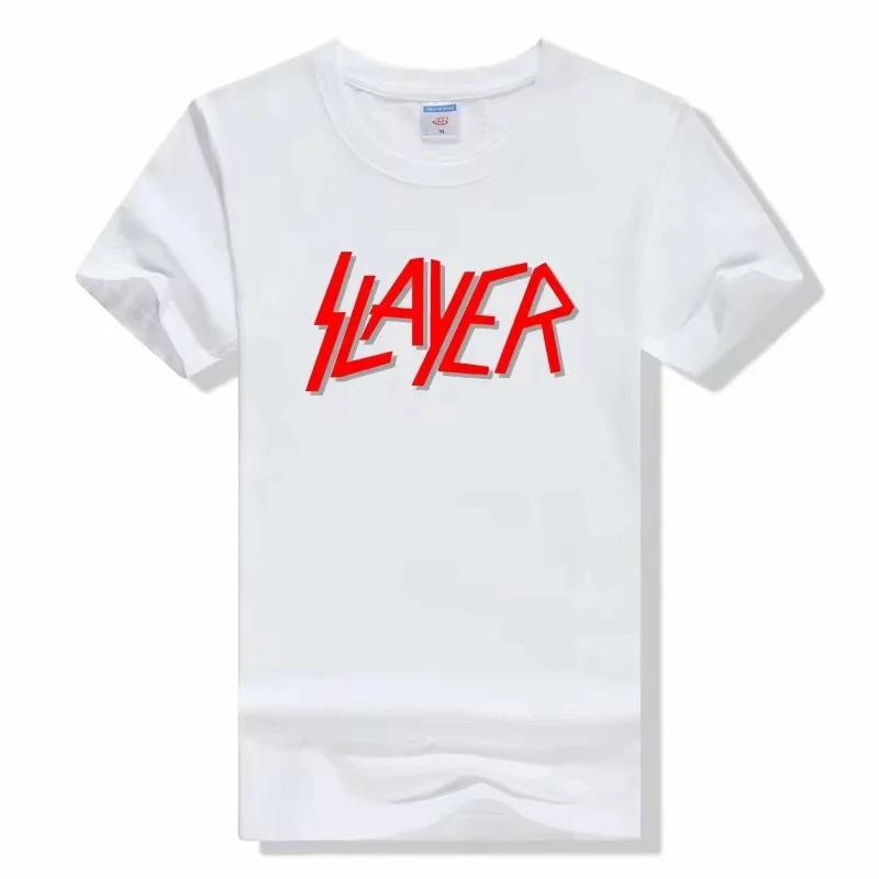 Slayer Klasyczny Zespół Thrash Metalowy Ikoniczne Logo Graficzny Nadruk Codzienny Krótki Rękaw Muzyka Rockowa Streetwear Koszulka
