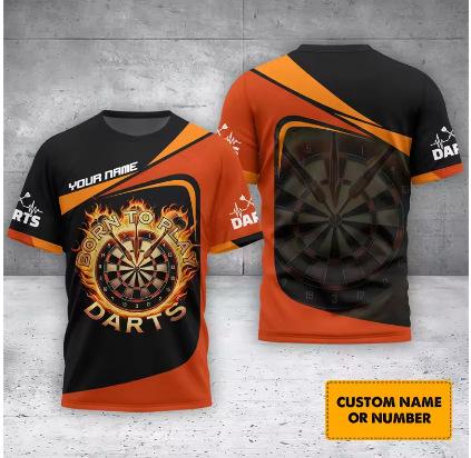 New 3D Printed Darts Men's Name Darts Team Summer Short Sleeve Top Fashion Round Neck