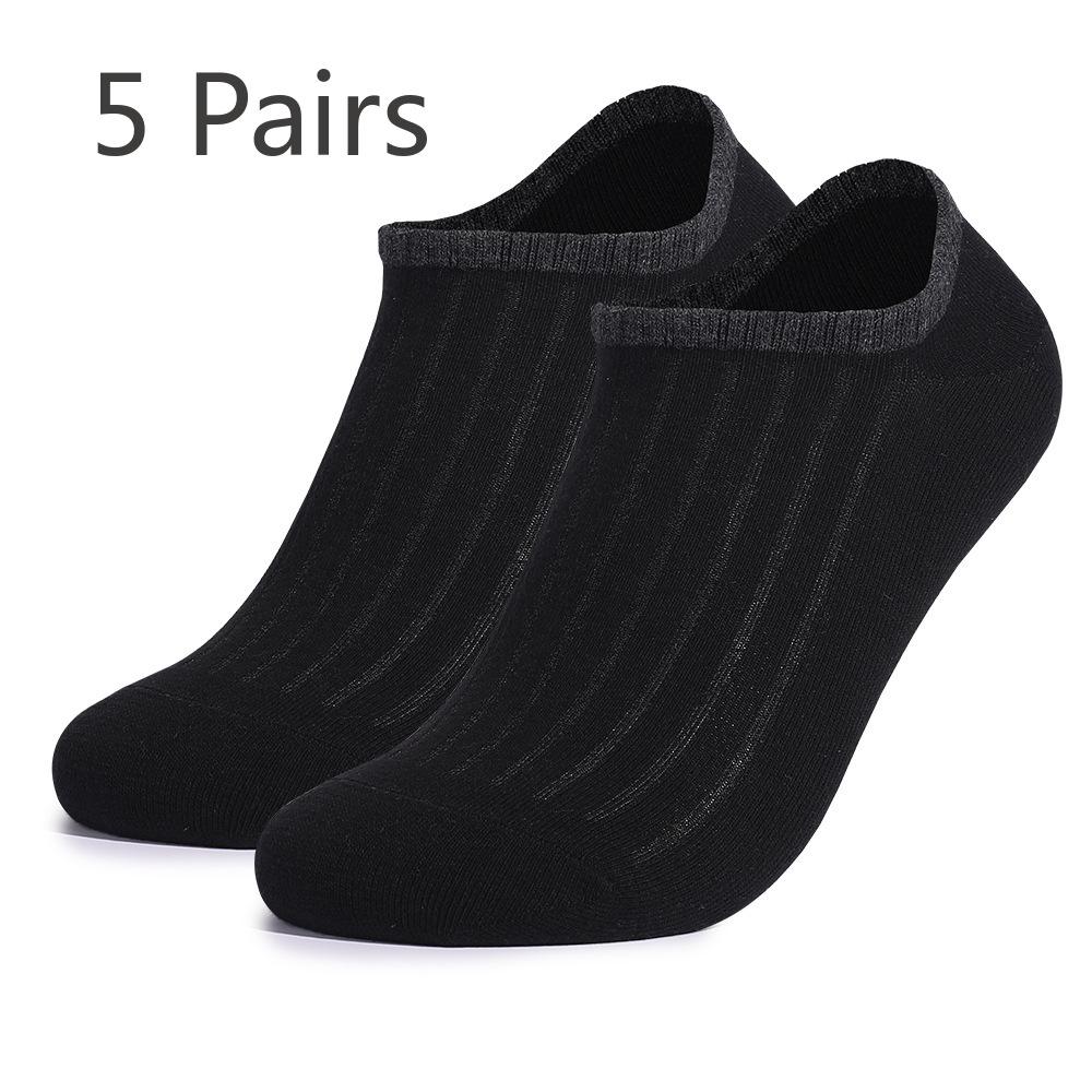 5 Pairs of Men's Spring Summer Leisure Cotton Solid Color Breathable Invisible with Short Boat Socks