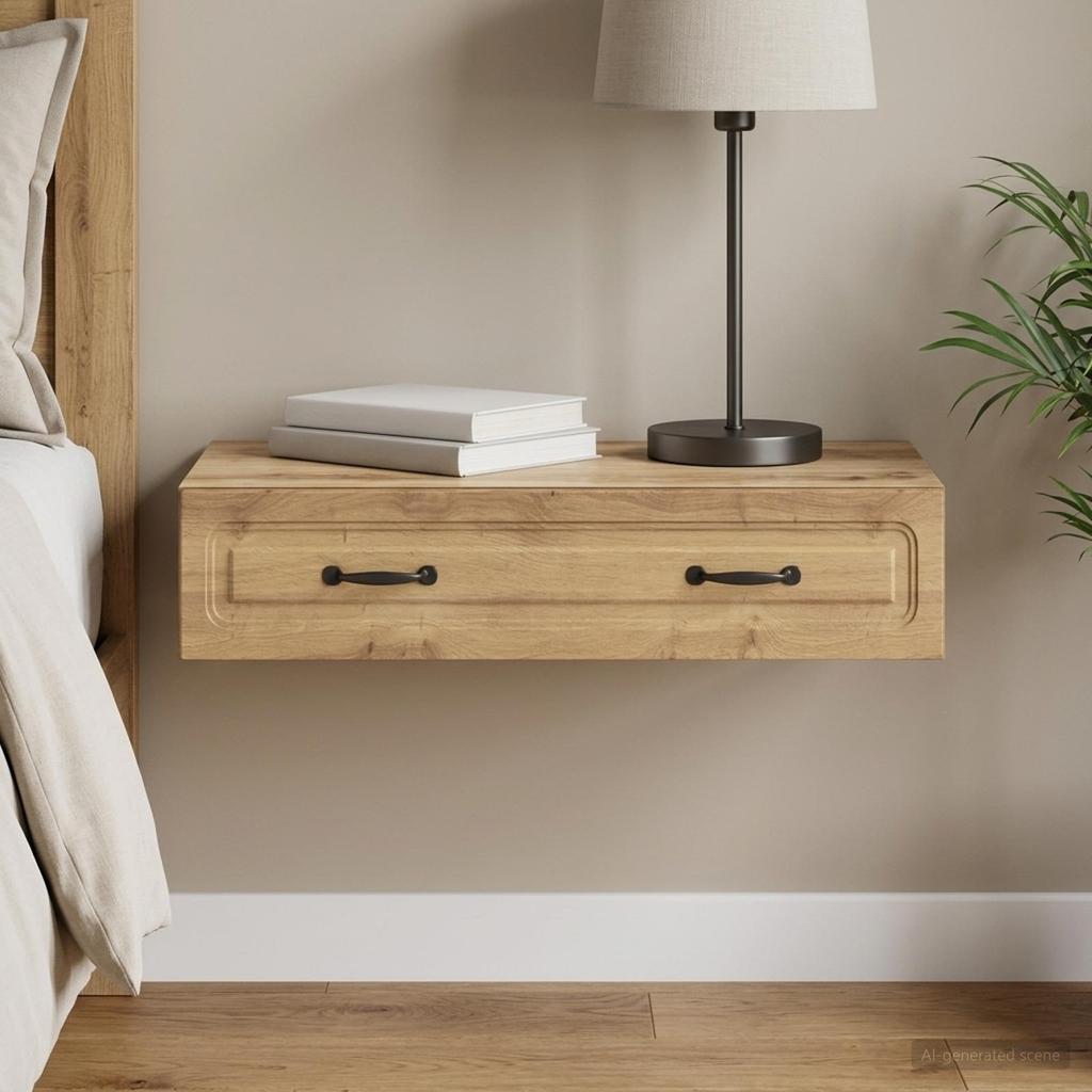 Wall Mounted Side Table Artisan Oak 87.5 X 34.5 X 17 Cm