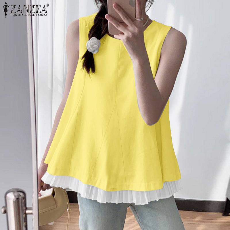 ZANZEA Women Casual Round Neck Summer Sleeveless Tank Tops