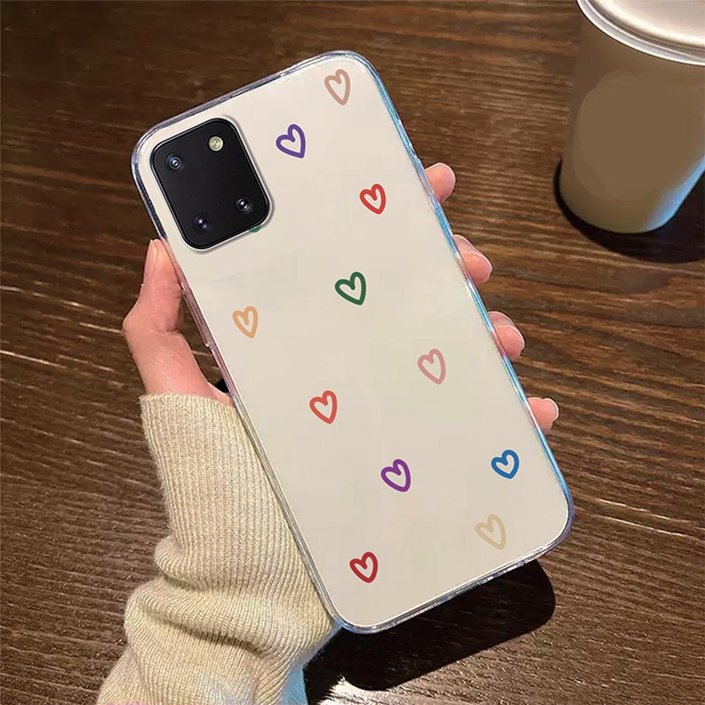 For Samsung Galaxy Note 10 Lite S10 S9 Plus S10e S9+ S10+ Flower Daisy Heart Leopard Phone Case Clear Transparent Couple Cover